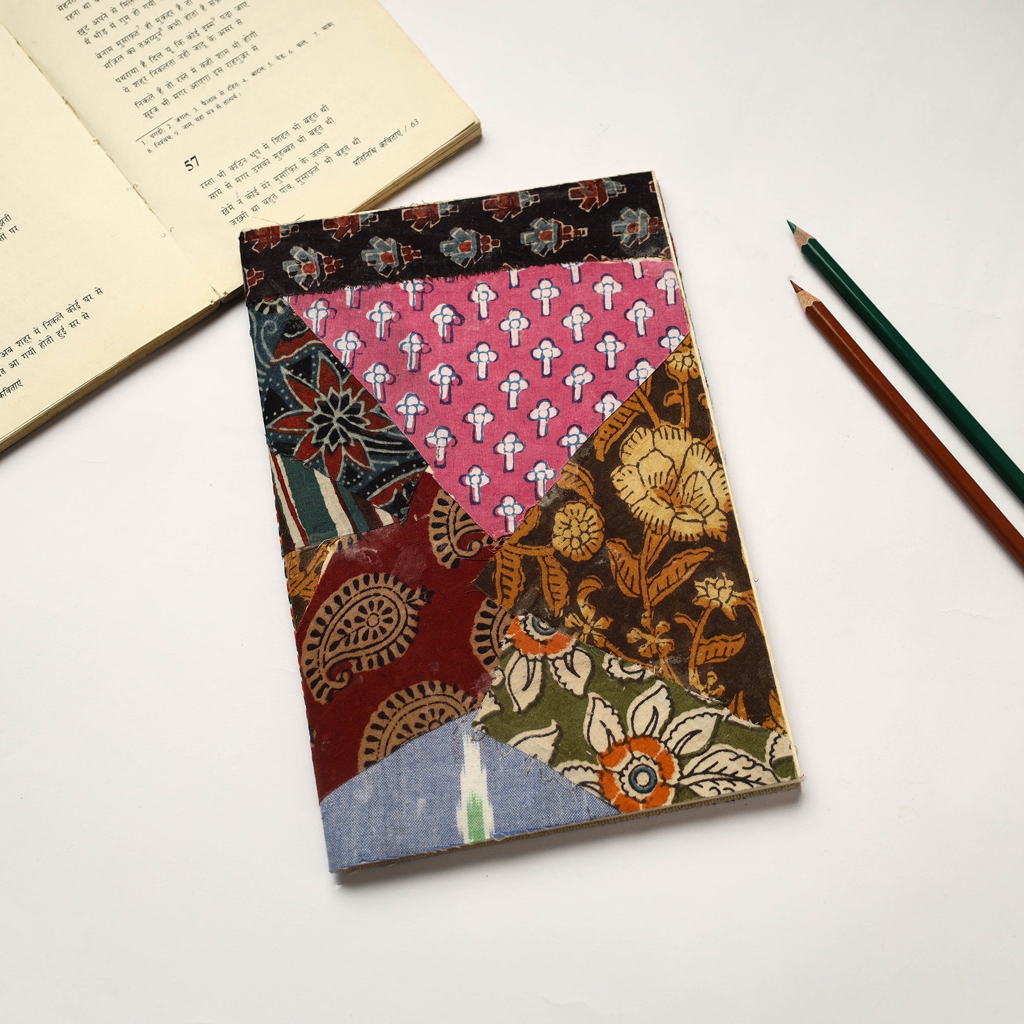 Patchwork Notebook Multicolor Patchwork Fabric Cover Handmade Paper Notebook
