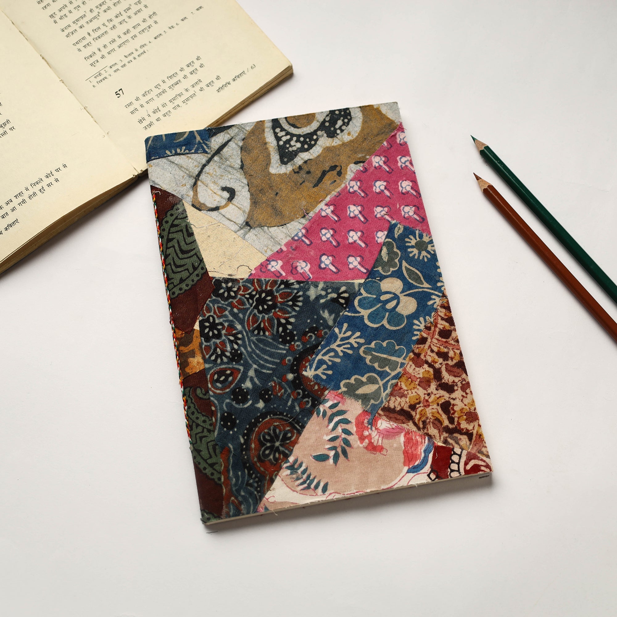 Patchwork Notebook Multicolor Patchwork Fabric Cover Handmade Paper Notebook