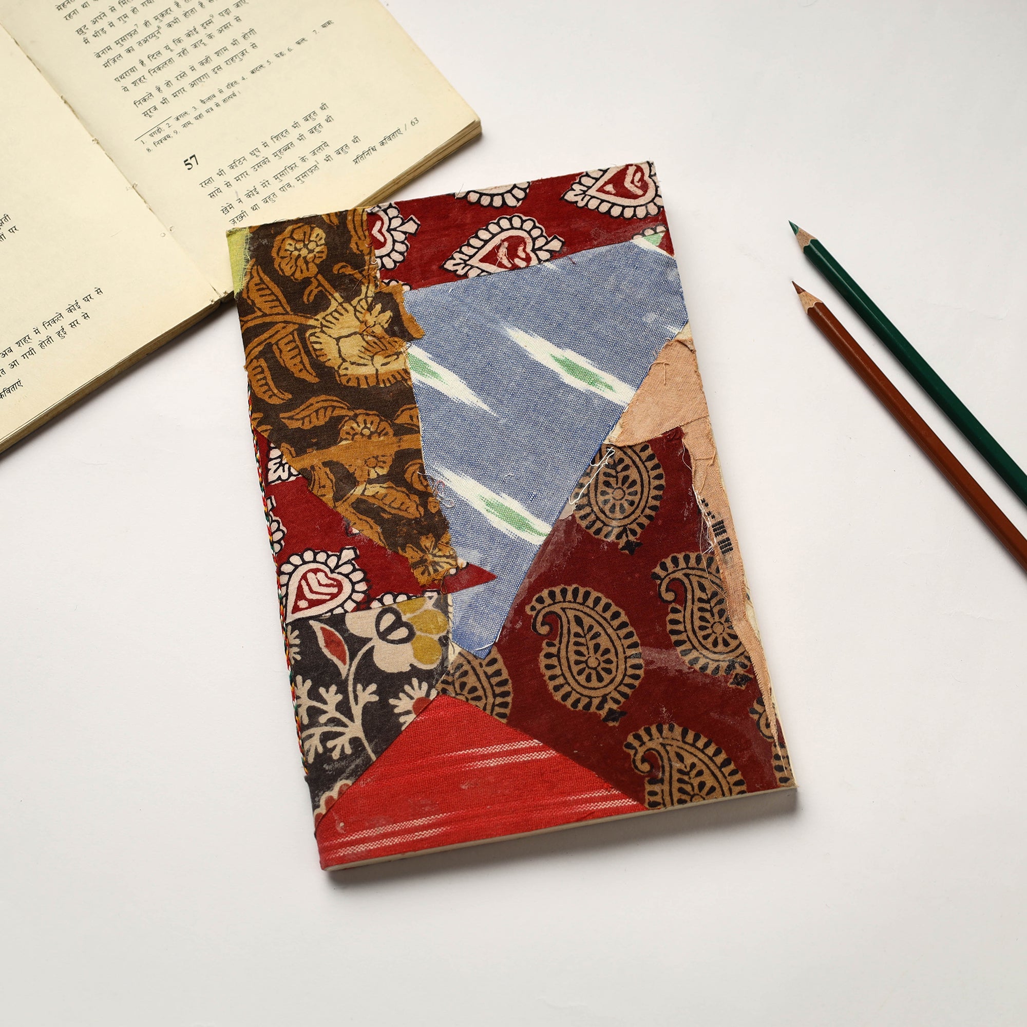 Patchwork Notebook Multicolor Patchwork Fabric Cover Handmade Paper Notebook