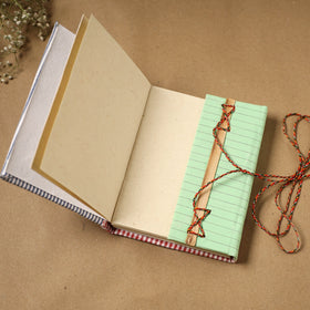 Patchwork fabric cover handmade paper notebook with thread