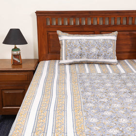 Patchwork hand double sanganeri bedsheet set (108 x 90 in)