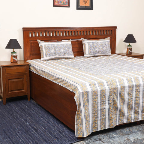 Patchwork hand double sanganeri bedsheet set (108 x 90 in)