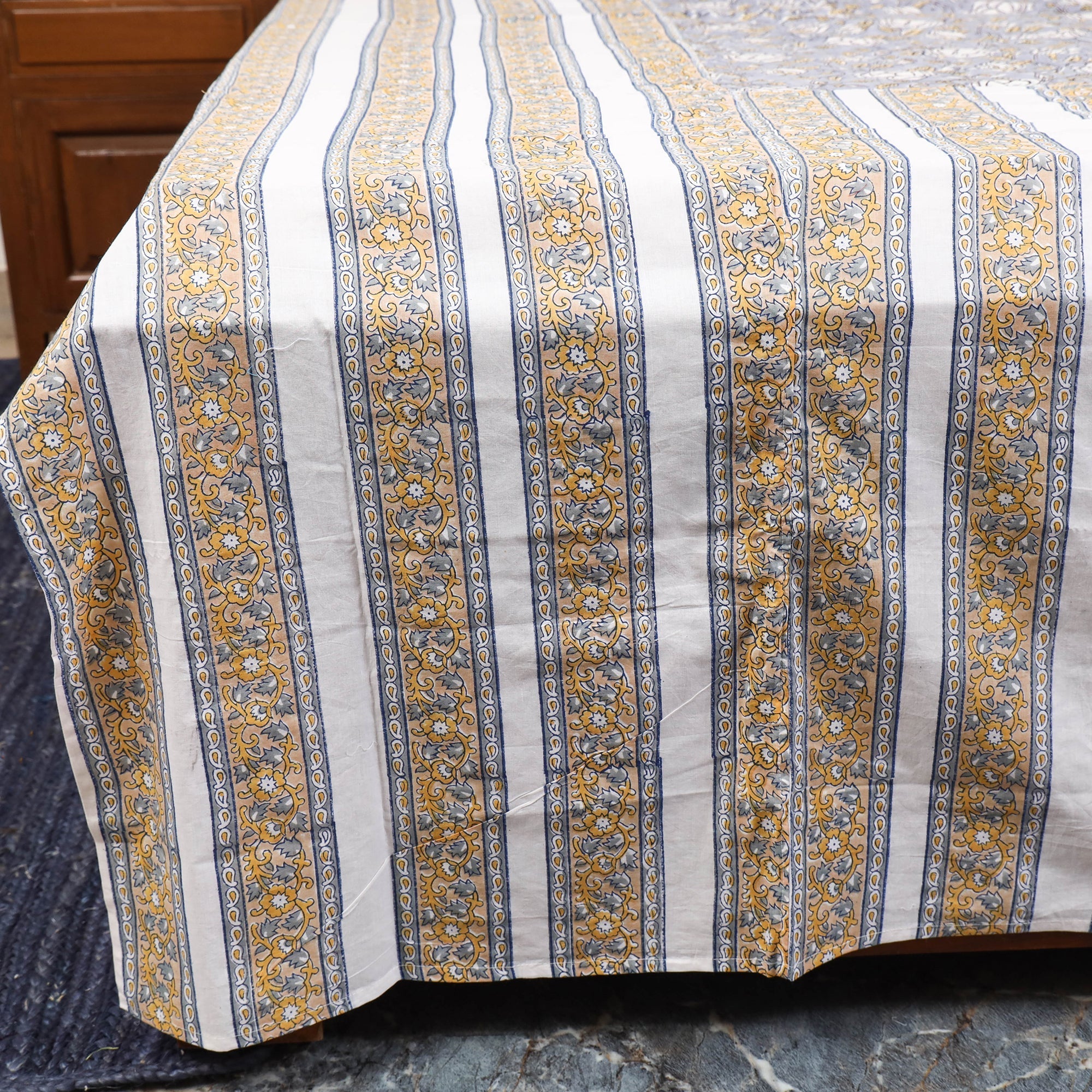 Patchwork hand double sanganeri bedsheet set (108 x 90 in)