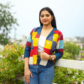  Multicolor Patchwork Jacquard Women's Jacket 