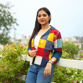  Multicolor Patchwork Jacquard Women's Jacket 