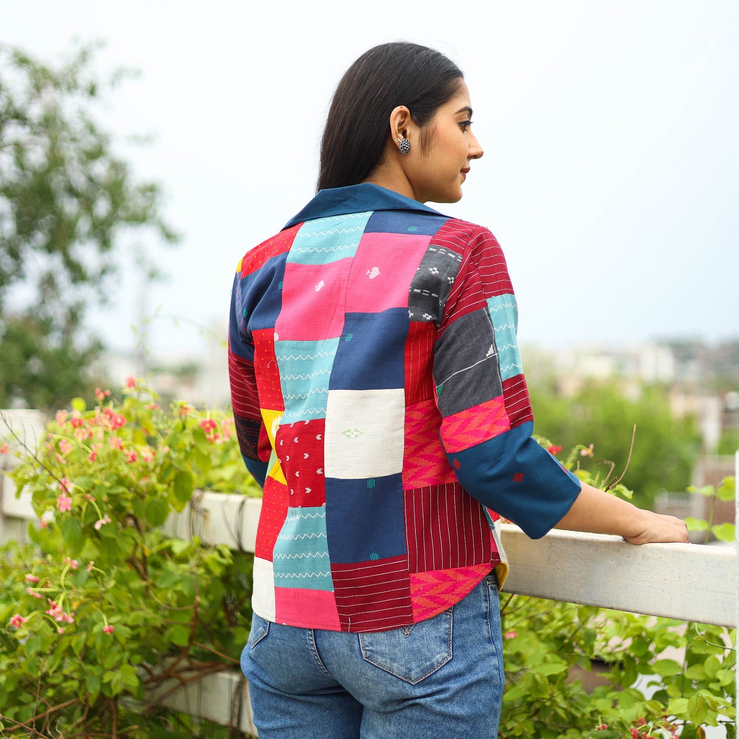  Multicolor Patchwork Jacquard Women's Jacket 
