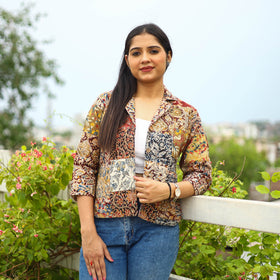   Multicolor Patchwork Kalamkari Print Women's Jacket 