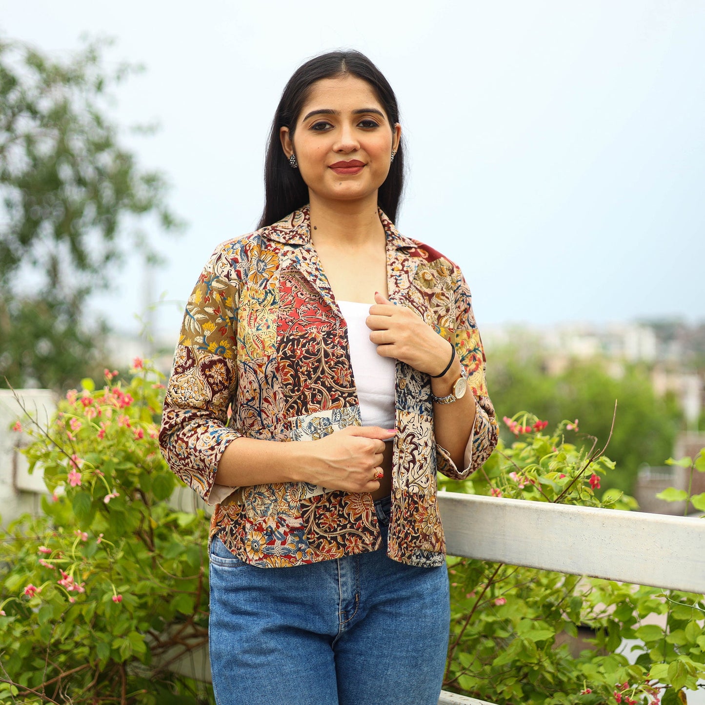   Multicolor Patchwork Kalamkari Print Women's Jacket 