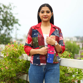  Multicolor Patchwork Pochampally Ikat Women's Jacket