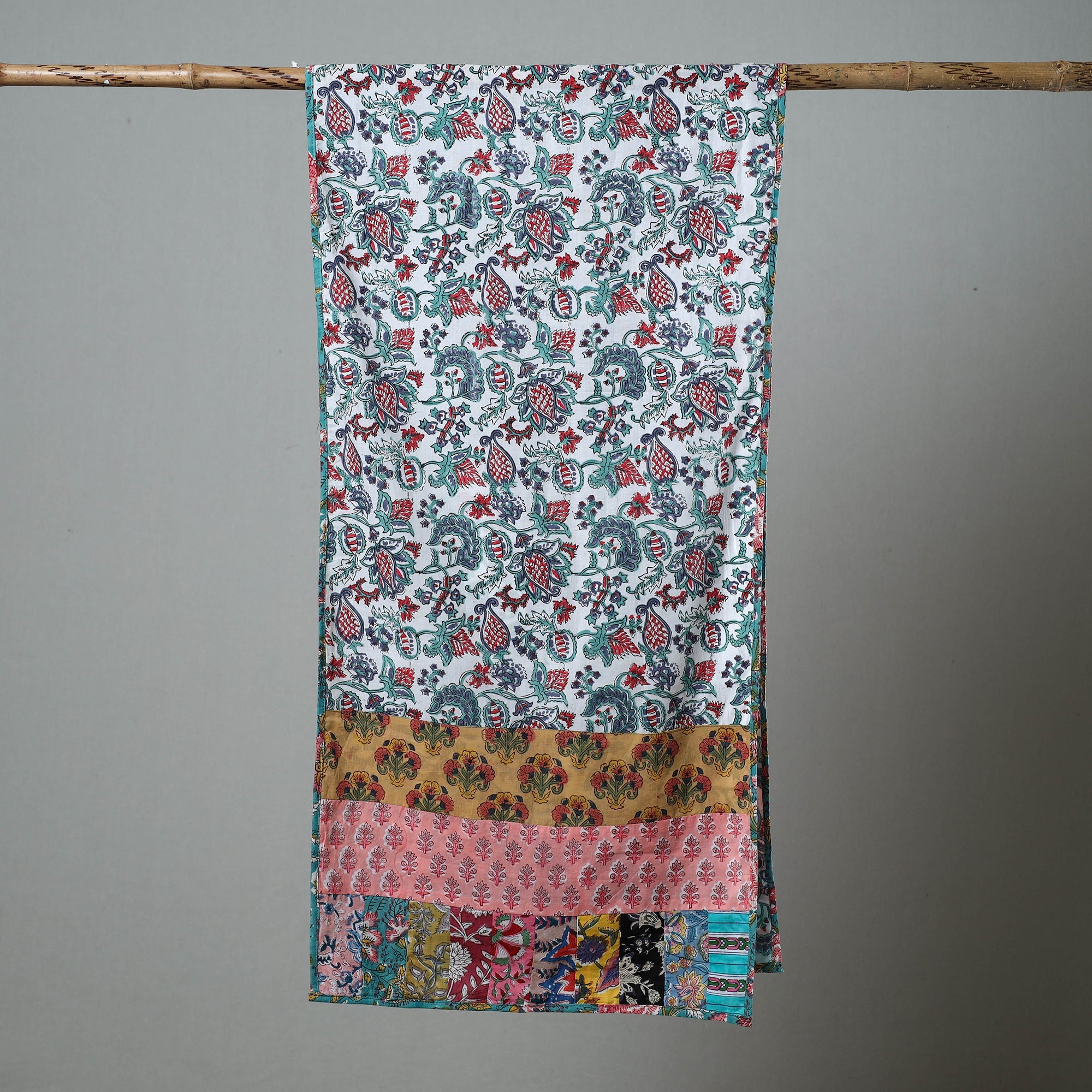  Patchwork Block Printed Cotton Sanganeri Stole Online