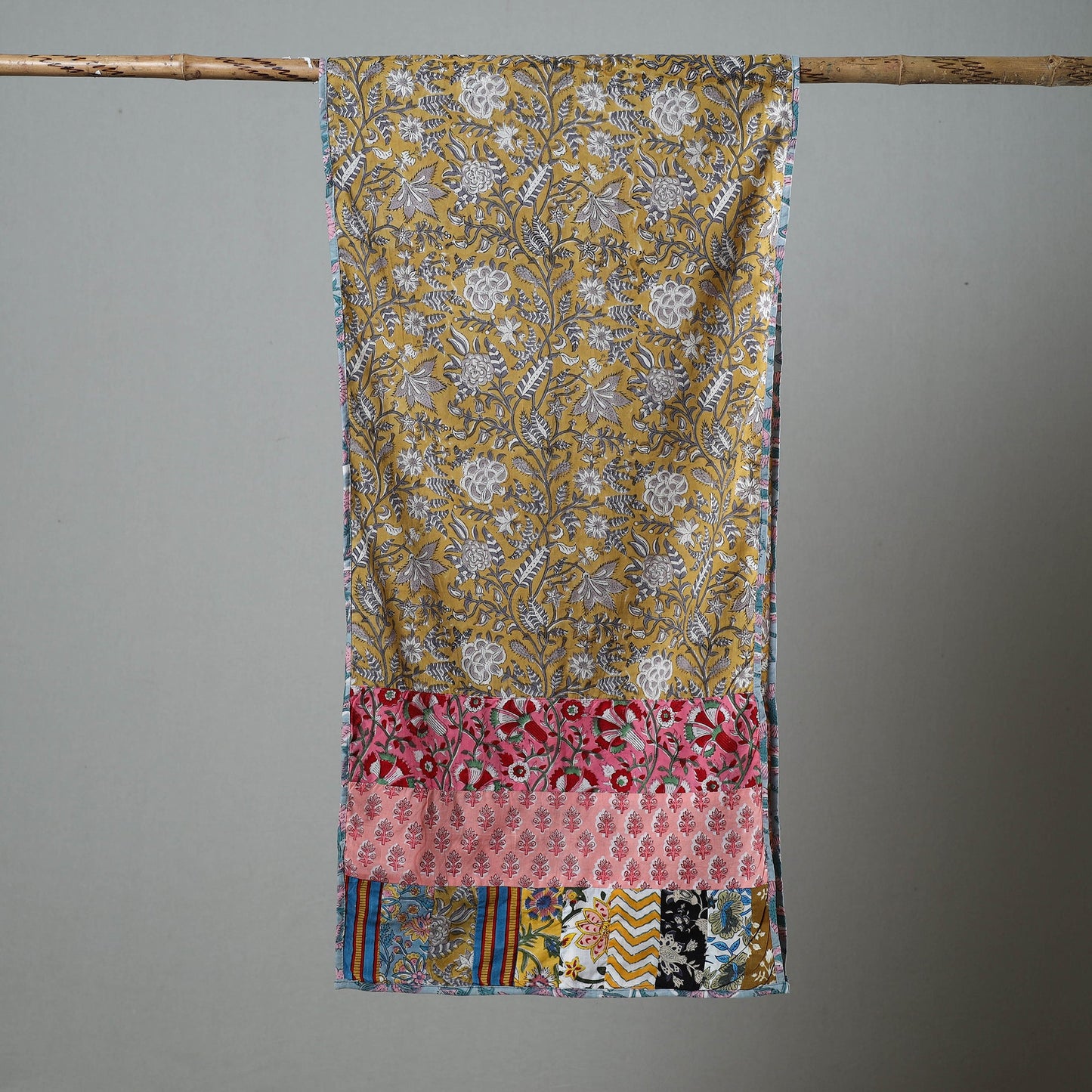 Multicolor - patchwork printed cotton sanganeri stole 06