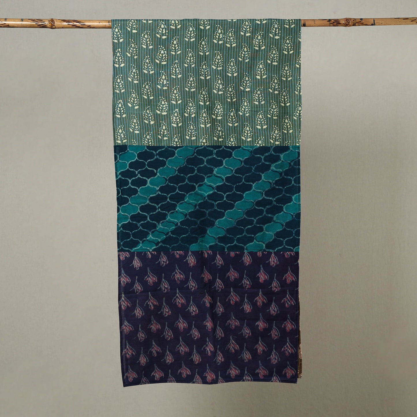  Patchwork Block Printed Cotton Stole 02 