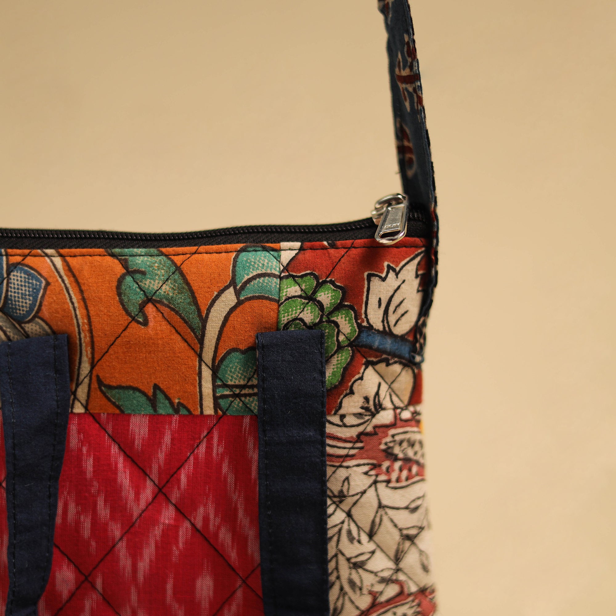 Buy Multicolor Patchwork Quilted Cotton Handmade Sling Bag
