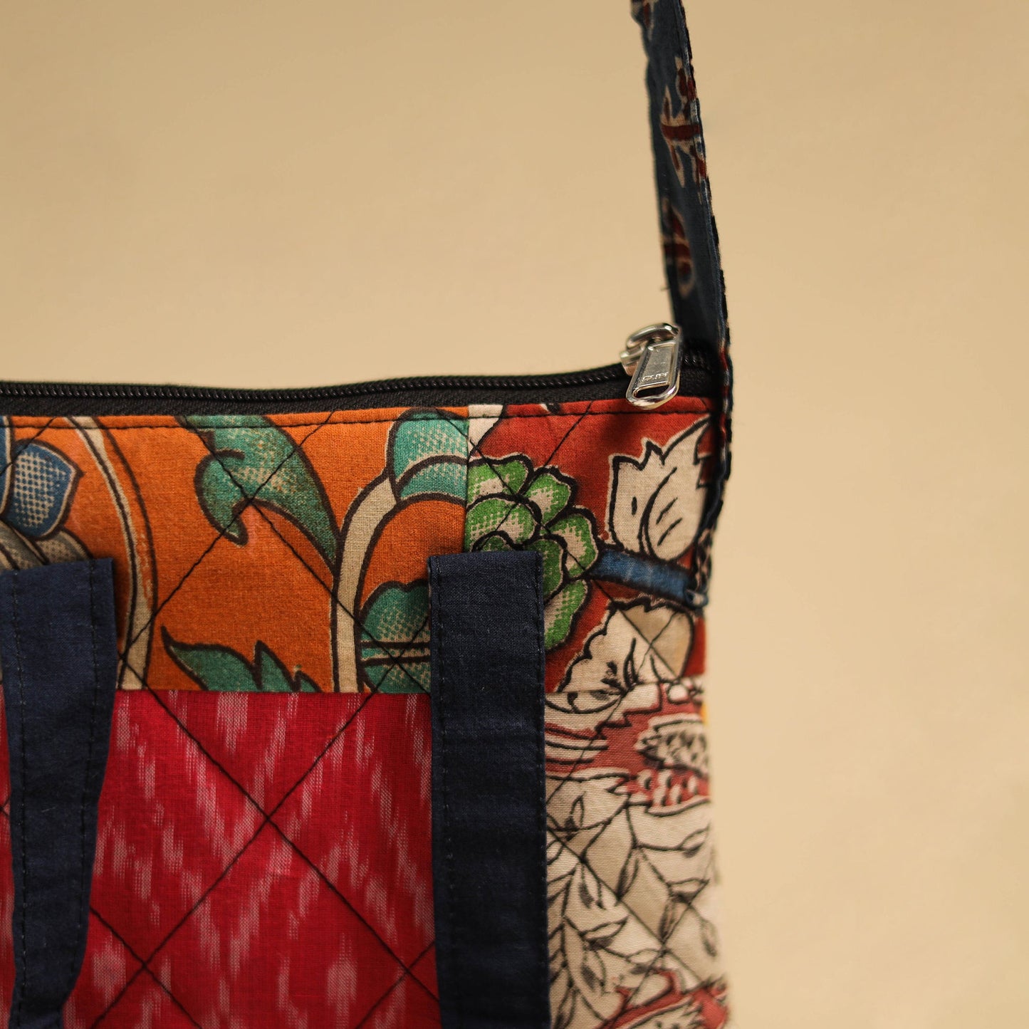 Buy Multicolor Patchwork Quilted Cotton Handmade Sling Bag