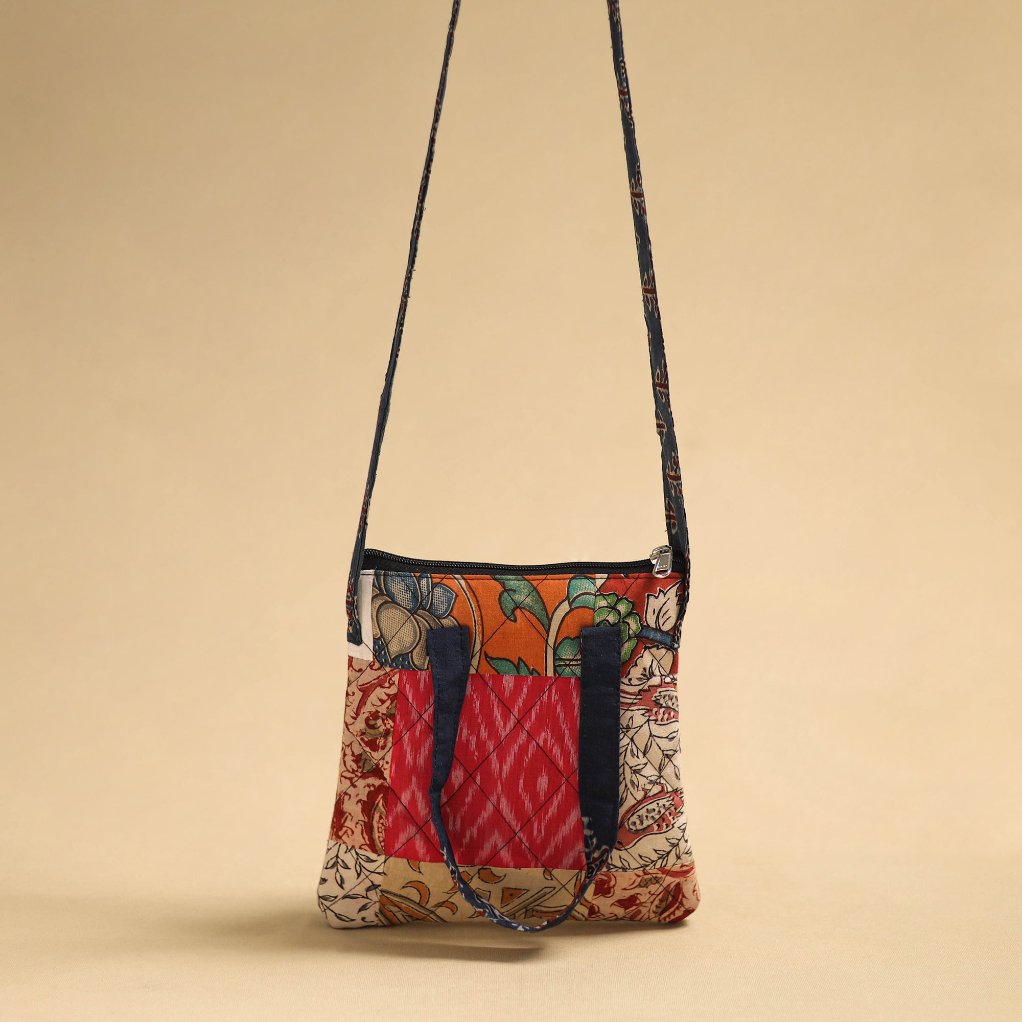 Buy Multicolor Patchwork Quilted Cotton Handmade Sling Bag