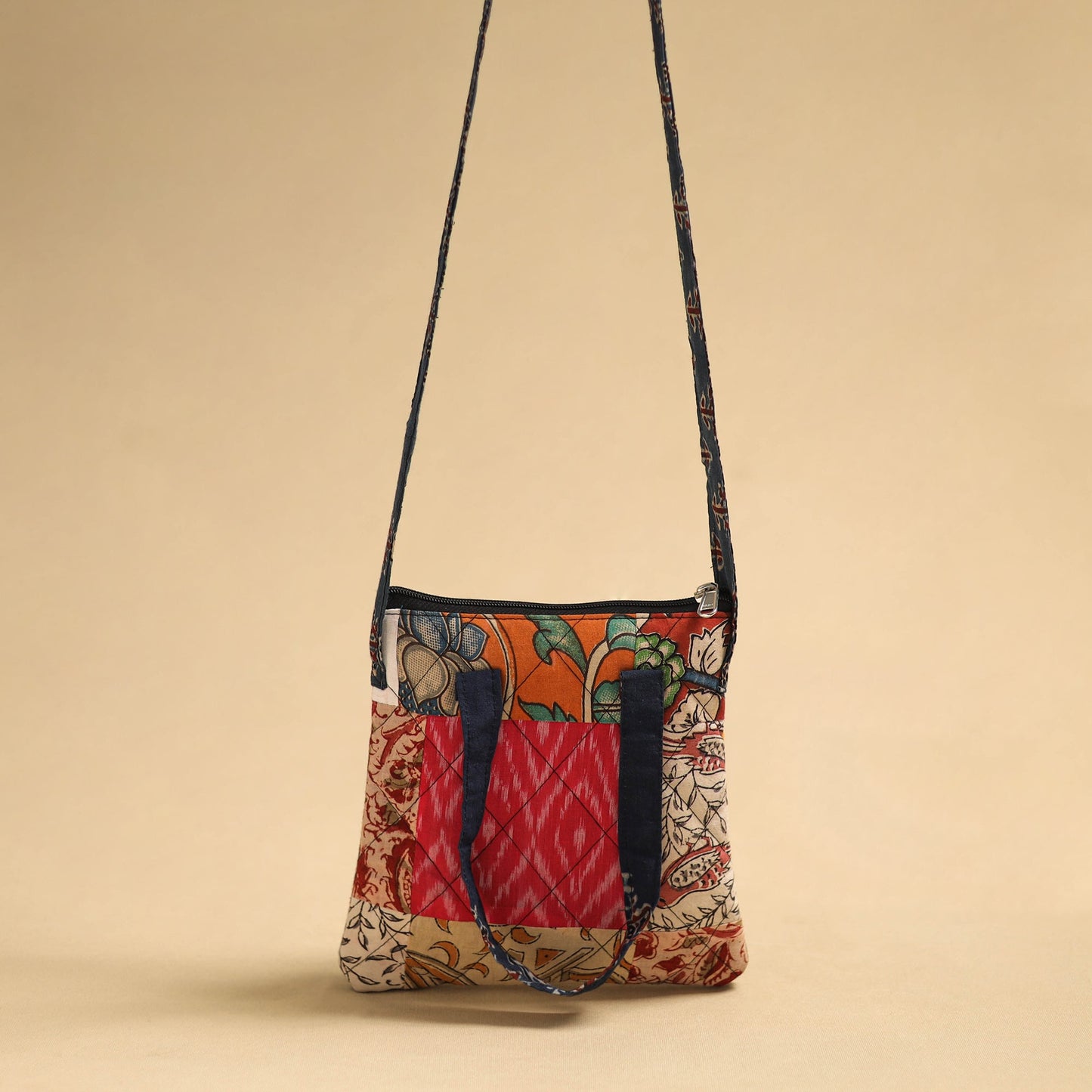 Buy Multicolor Patchwork Quilted Cotton Handmade Sling Bag