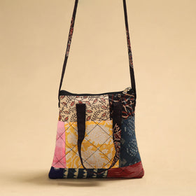 Buy Multicolor Patchwork Quilted Cotton Handmade Sling Bag