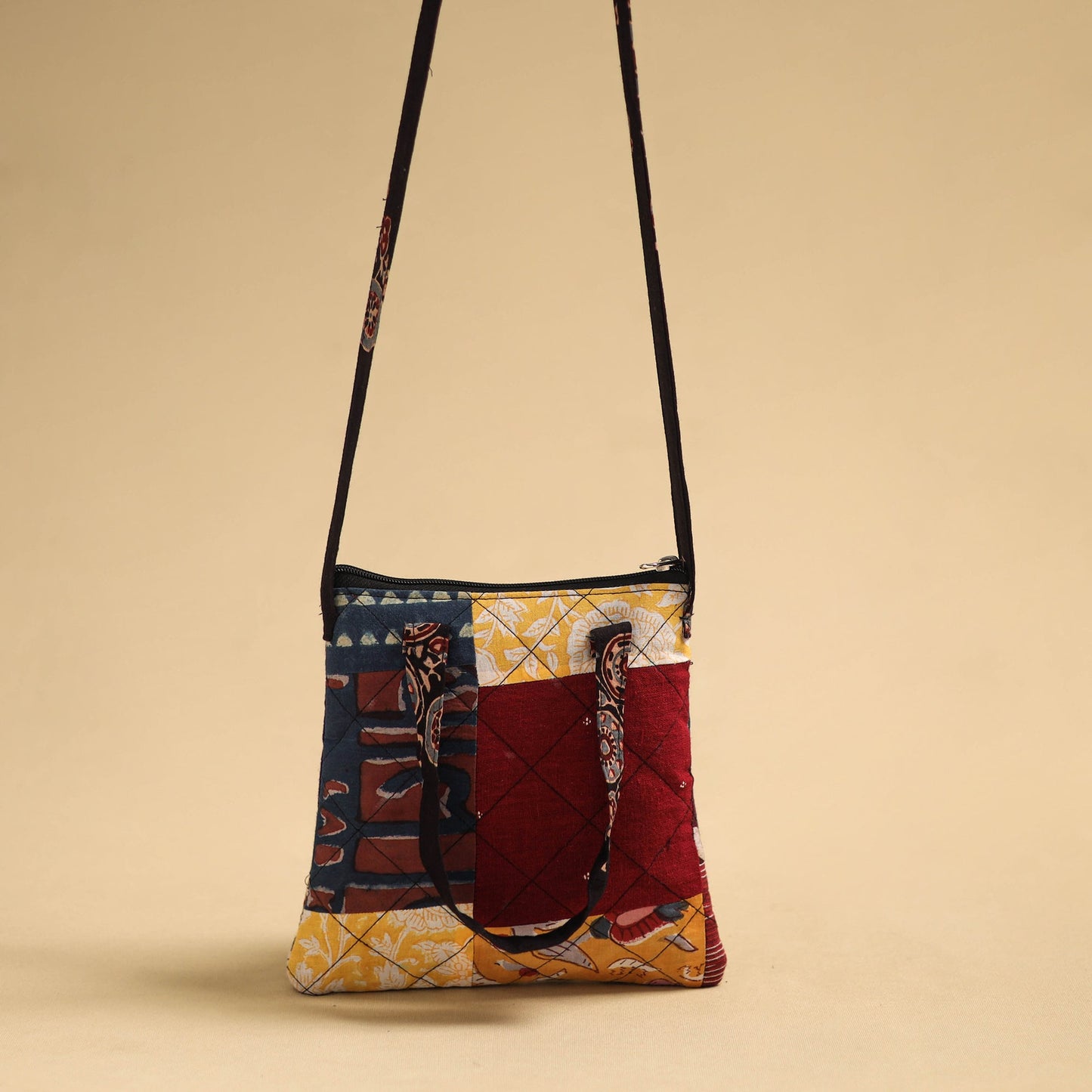 Buy Multicolor Patchwork Quilted Cotton Handmade Sling Bag