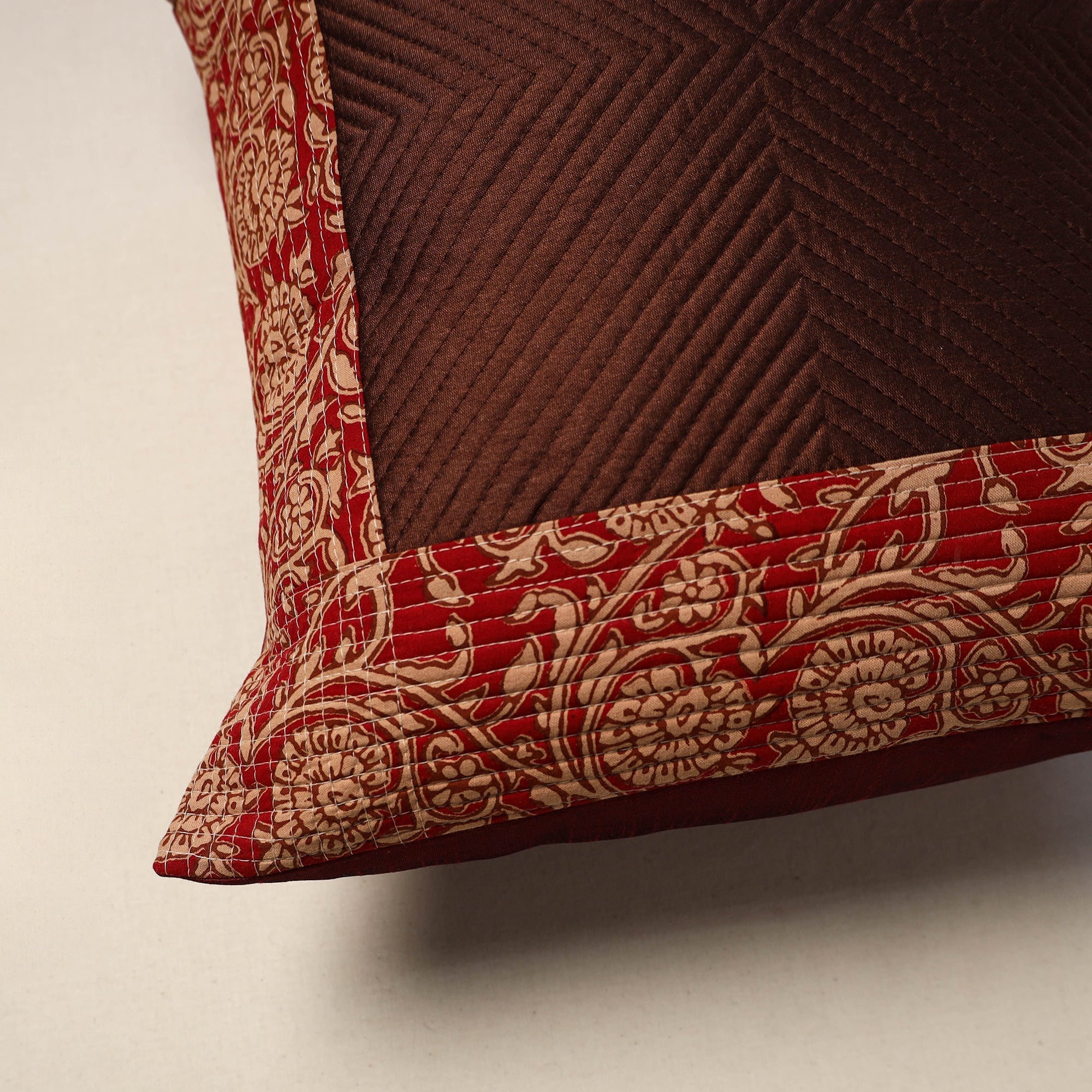 Patchwork quilted cushion cover (16 x 16 in) 02