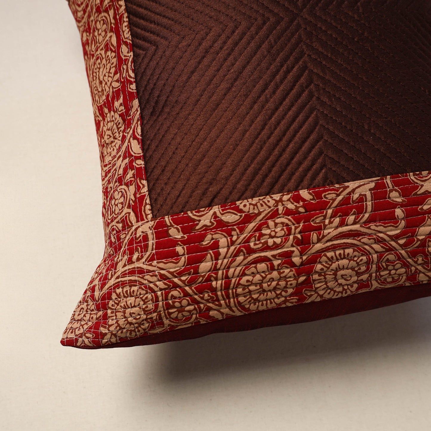 Patchwork quilted cushion cover (16 x 16 in) 02