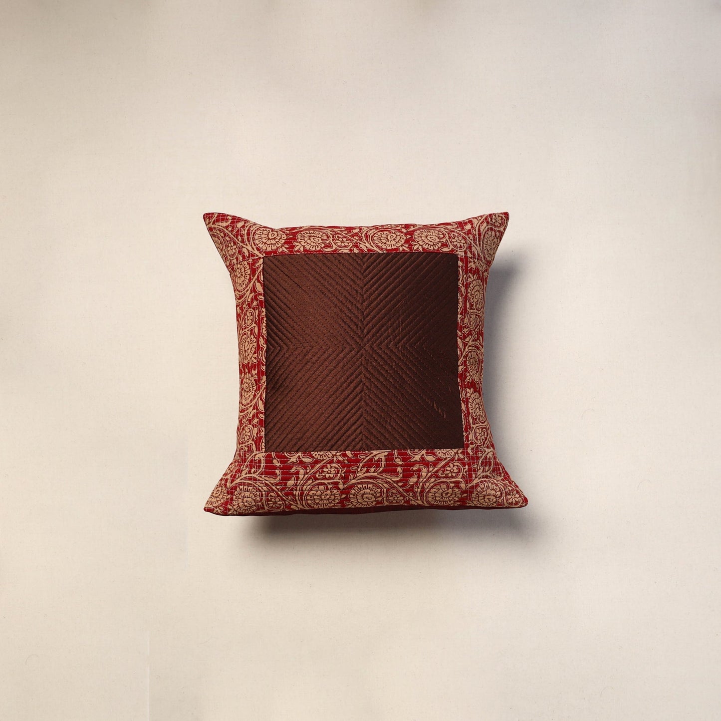 Patchwork quilted cushion cover (16 x 16 in) 02