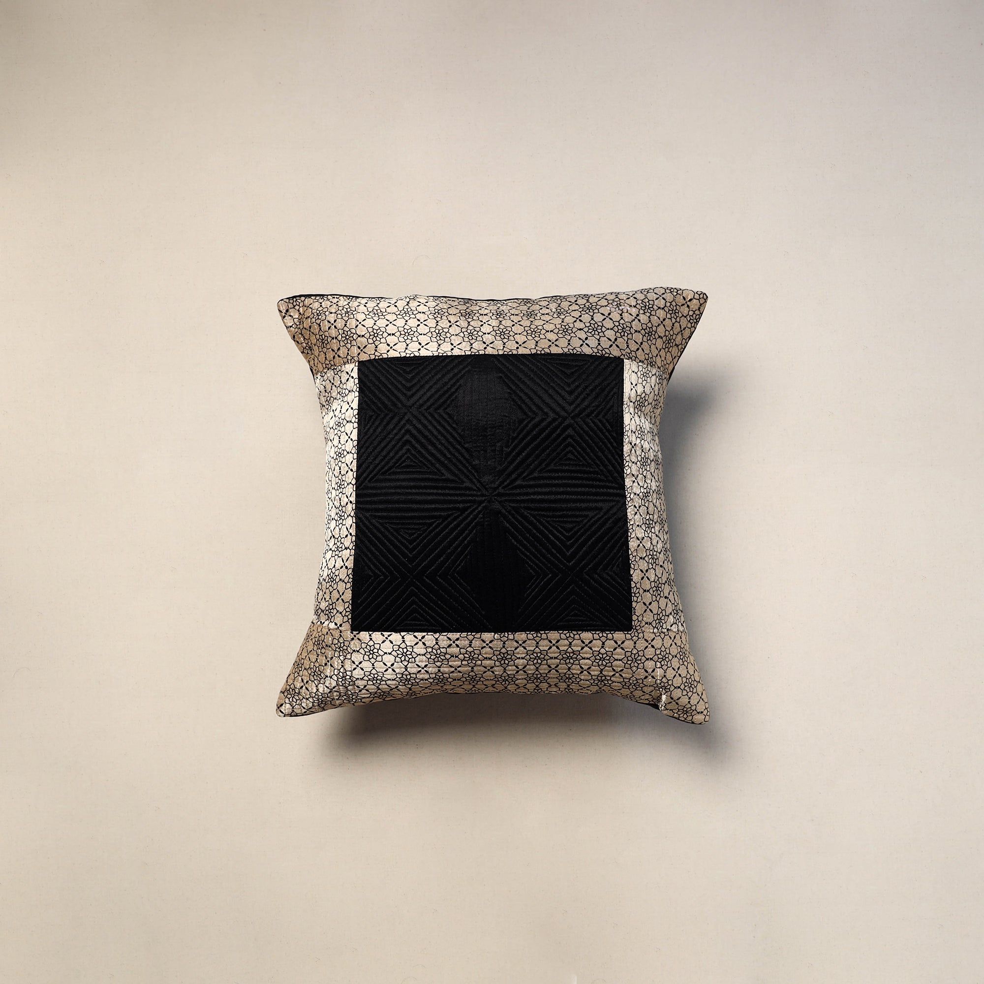 Patchwork quilted cushion cover (16 x 16 in) 03