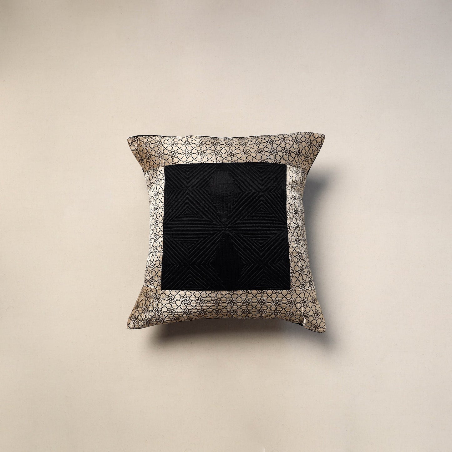 Patchwork quilted cushion cover (16 x 16 in) 03