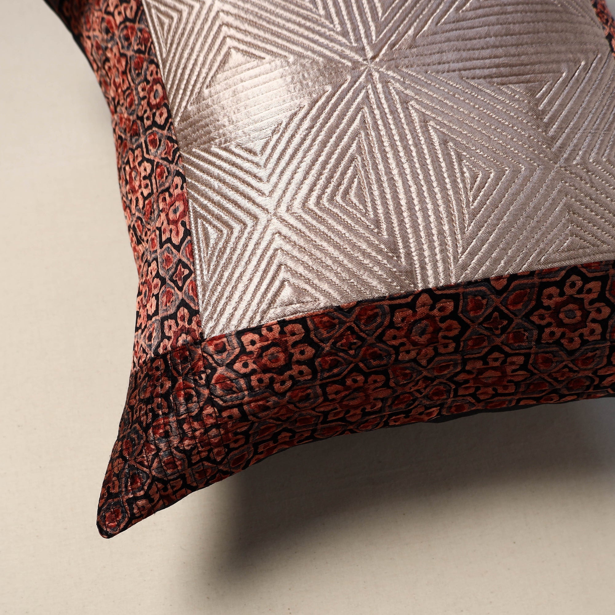 Patchwork quilted cushion cover (16 x 16 in) 05