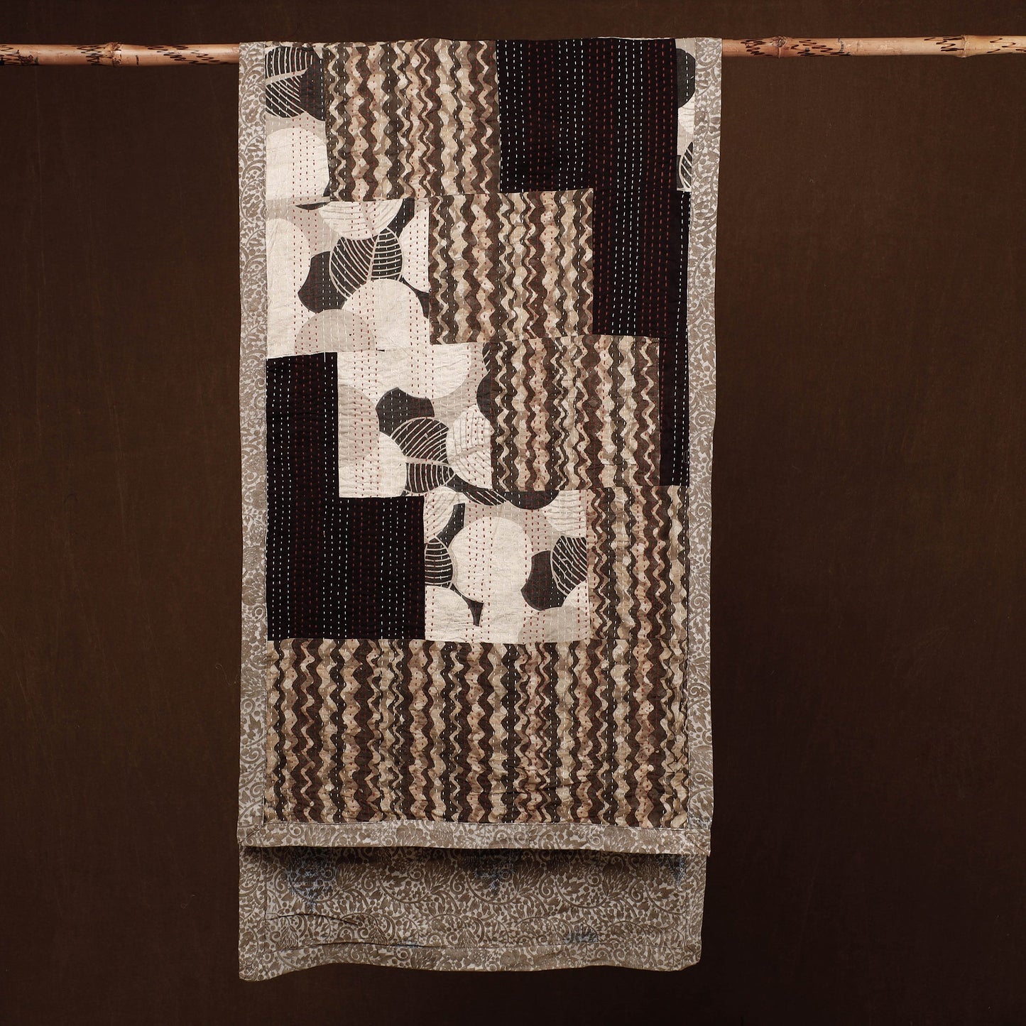  Patchwork Reversible Block Printed Tagai Cotton Stole 