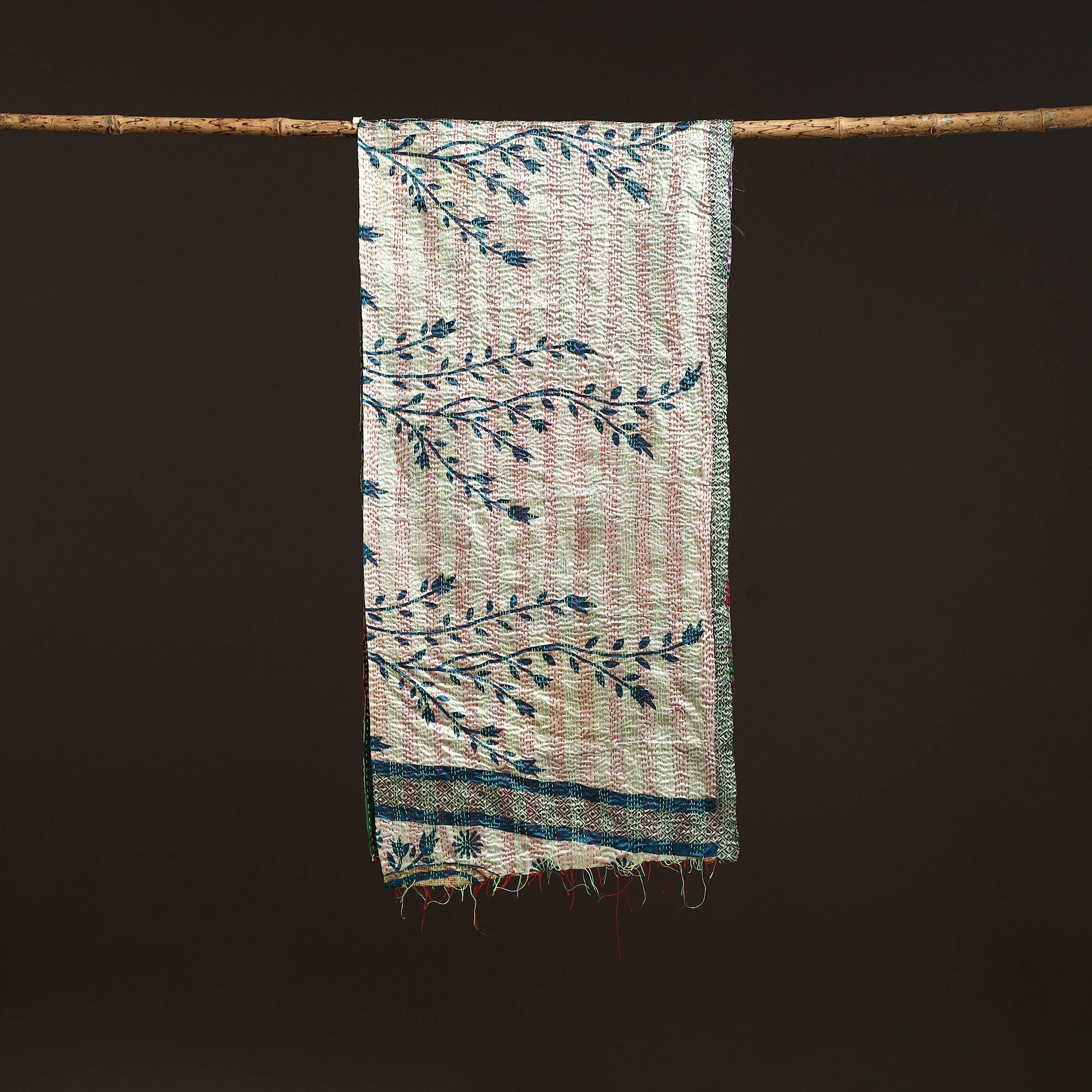 Multicolor - patchwork reversible silk bengal hand kantha