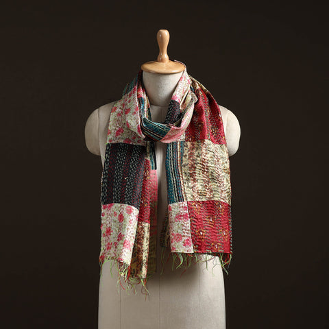 Multicolor - patchwork reversible silk bengal hand kantha