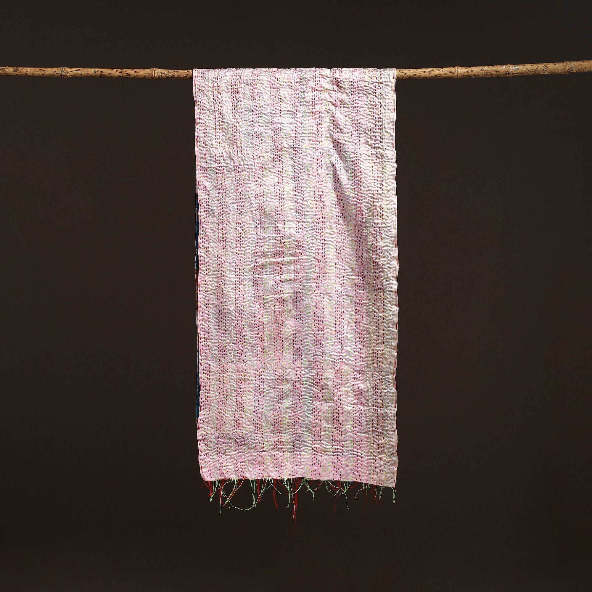 Multicolor - patchwork reversible silk bengal hand kantha