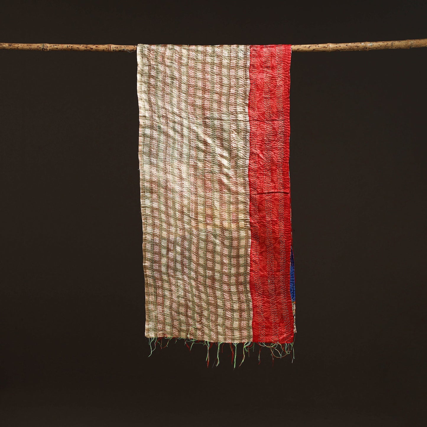 Multicolor - patchwork reversible silk bengal hand kantha