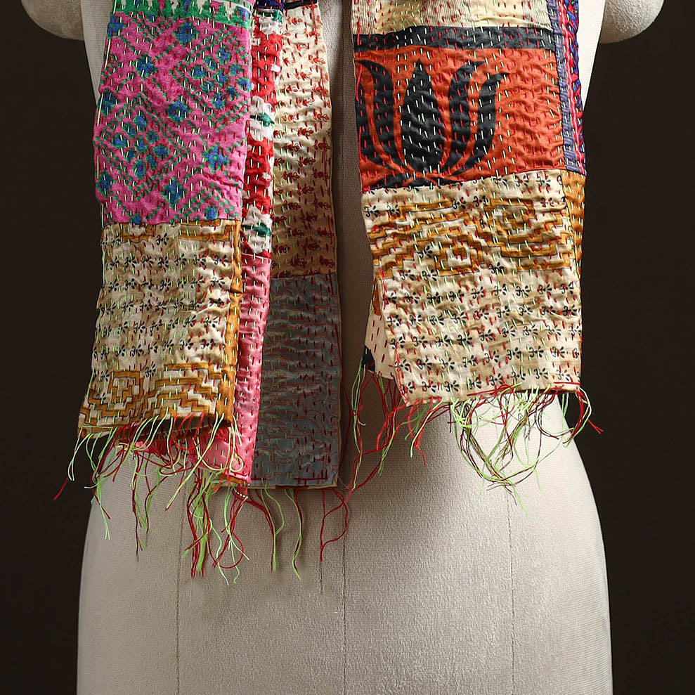 Multicolor - patchwork reversible silk bengal hand kantha