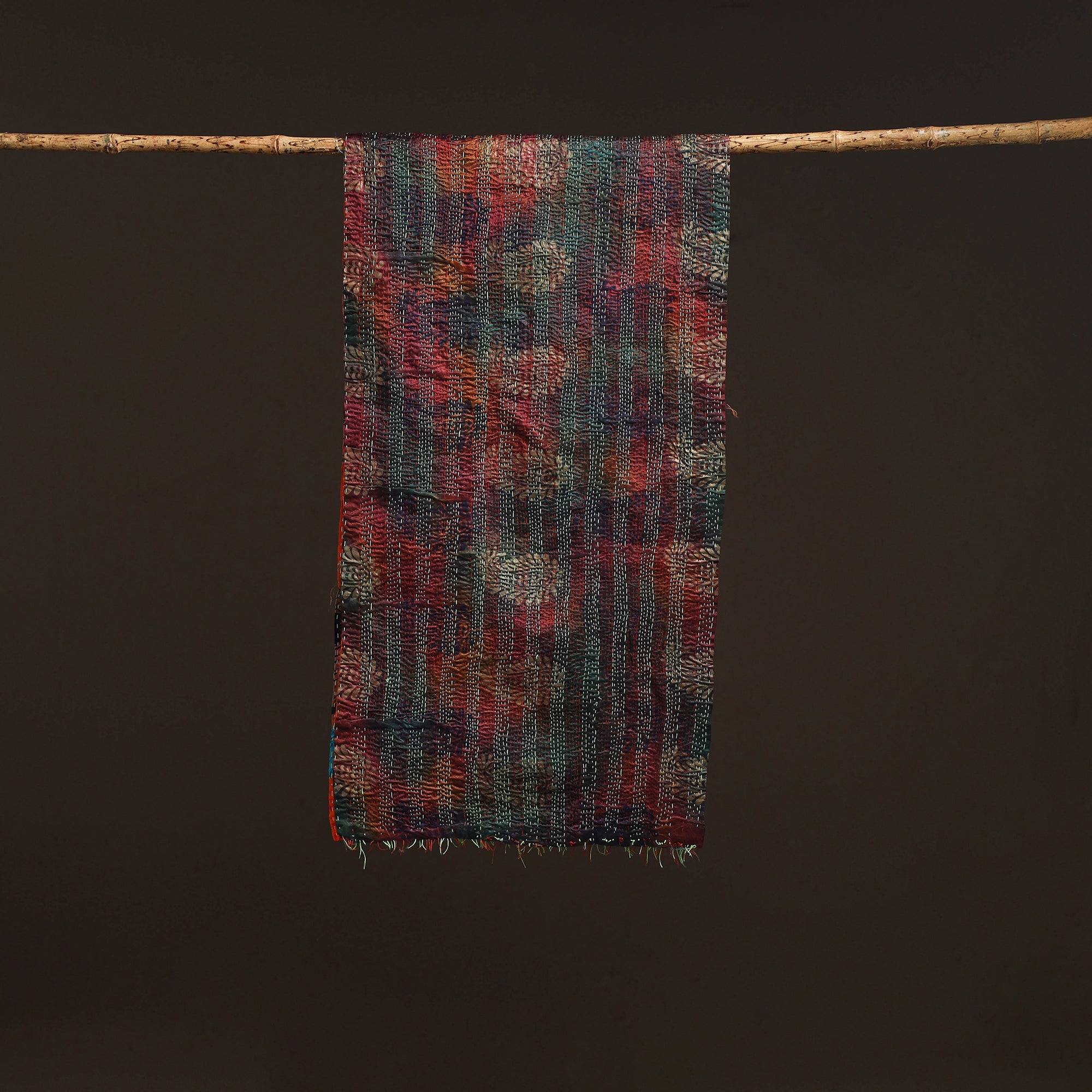 Multicolor - patchwork reversible silk bengal hand kantha