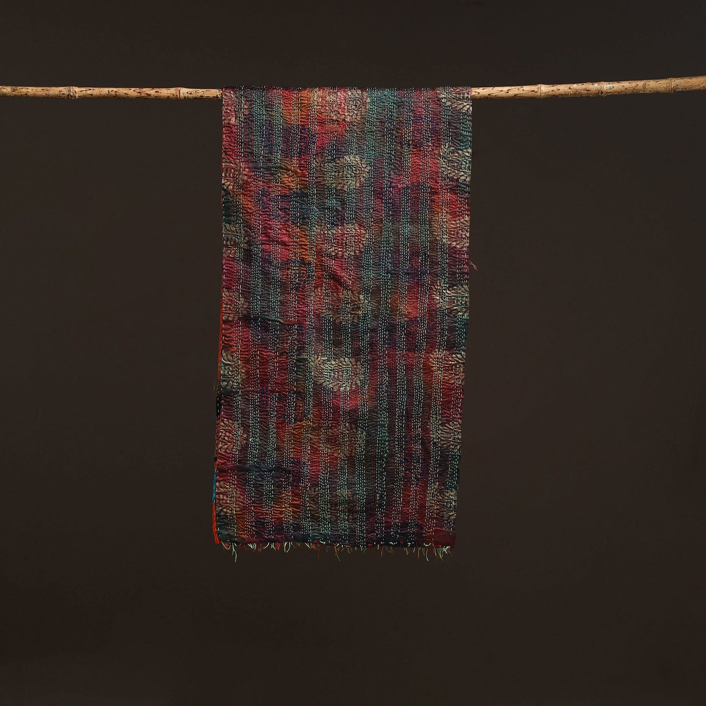 Multicolor - patchwork reversible silk bengal hand kantha