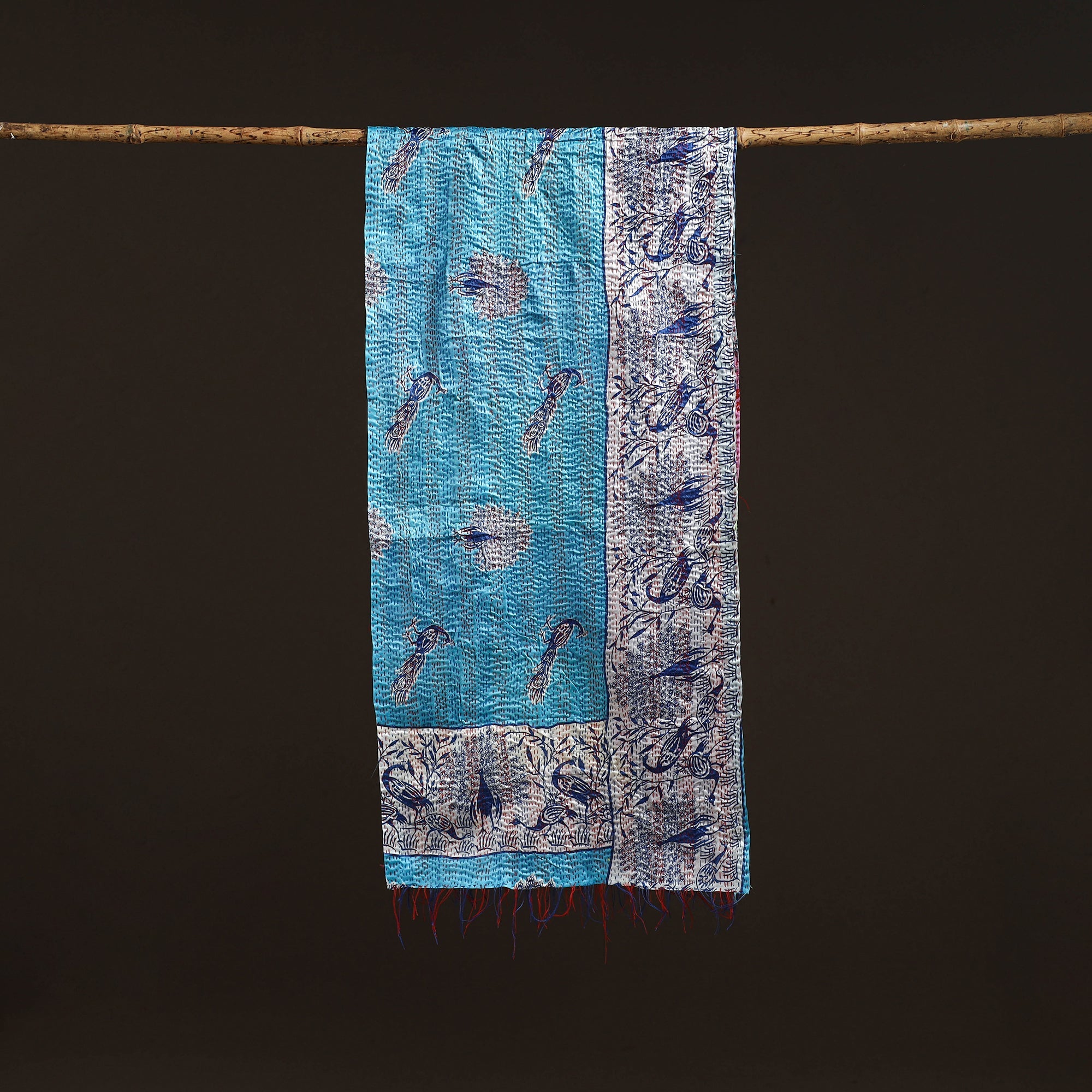 Multicolor - patchwork reversible silk bengal hand kantha