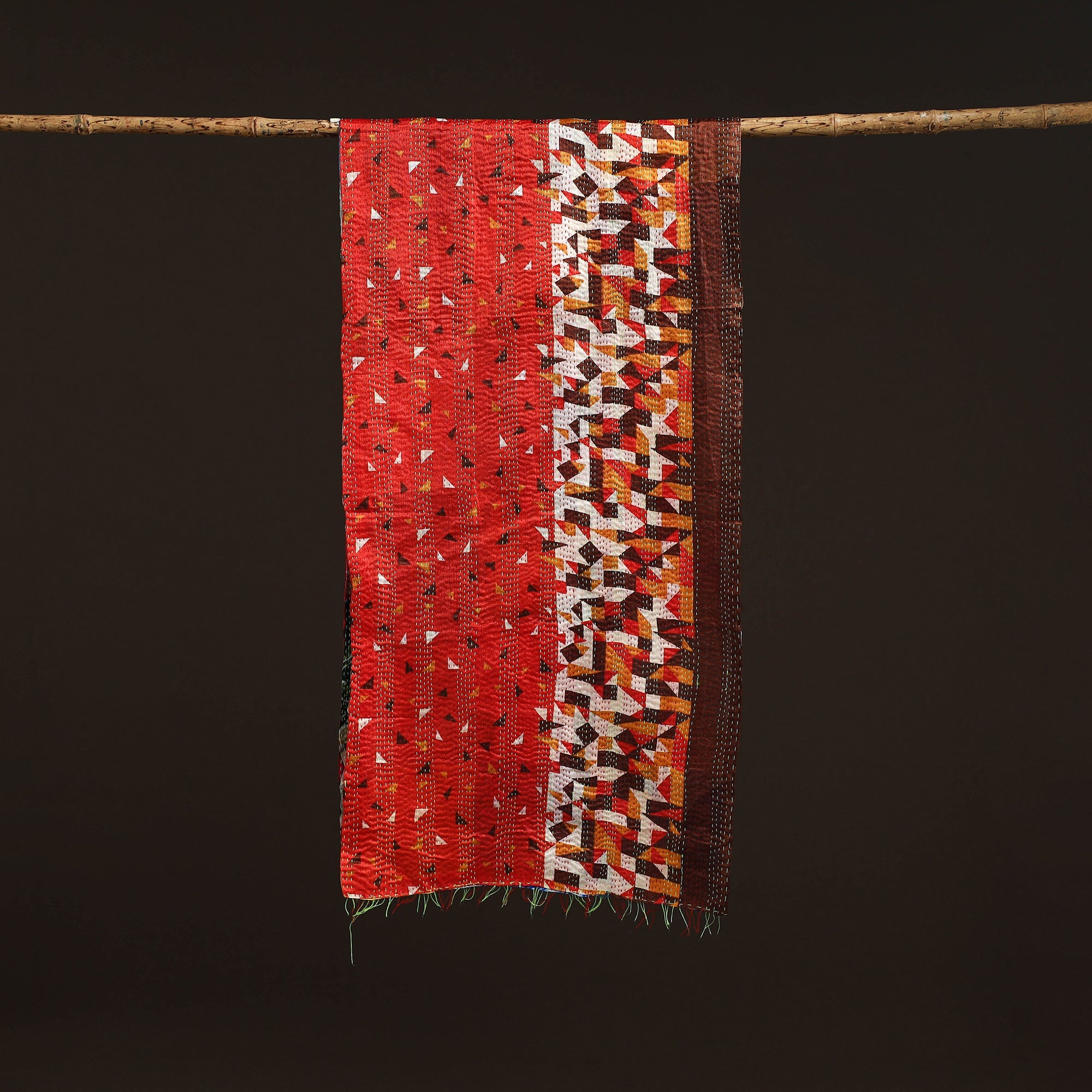 Multicolor - patchwork reversible silk bengal hand kantha