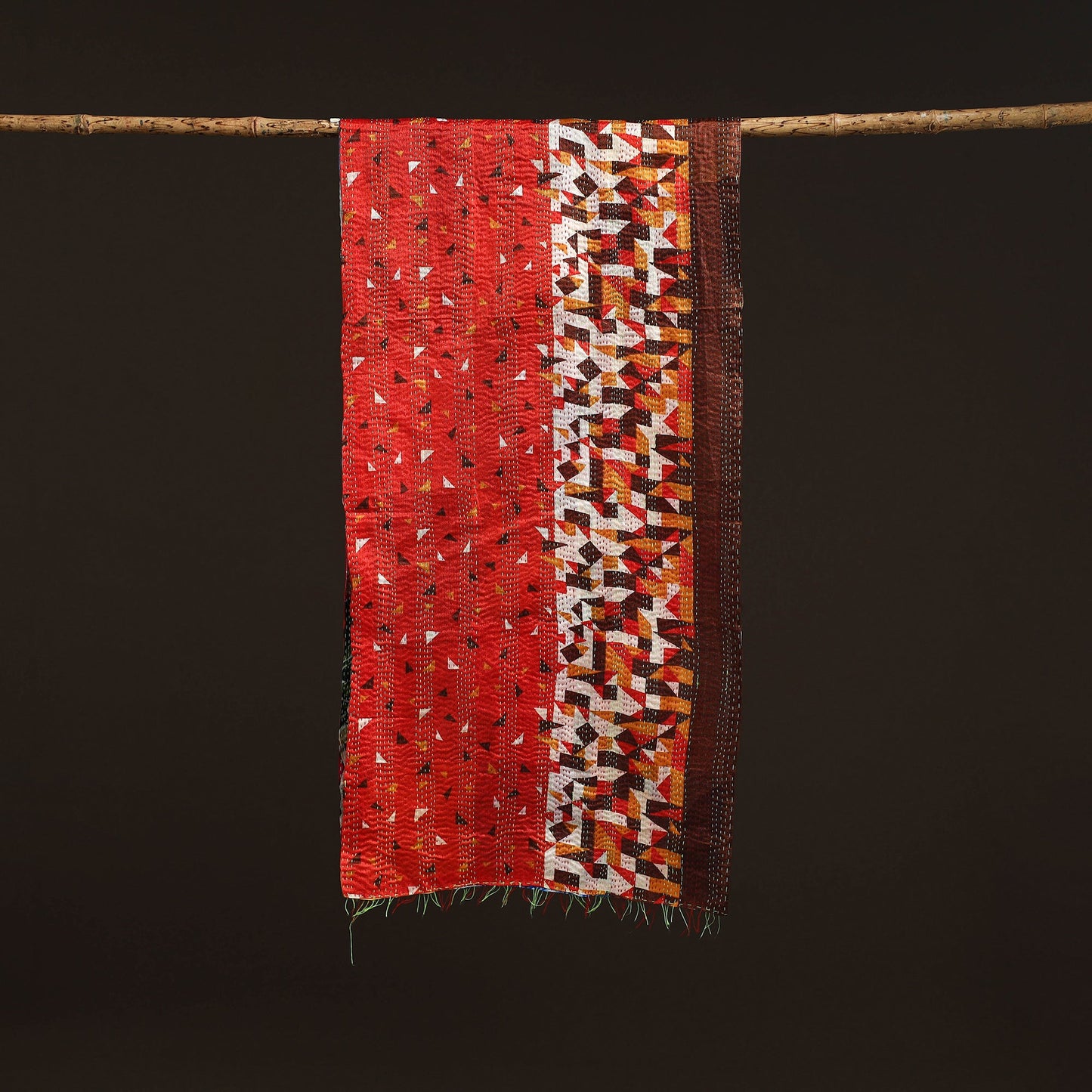 Multicolor - patchwork reversible silk bengal hand kantha