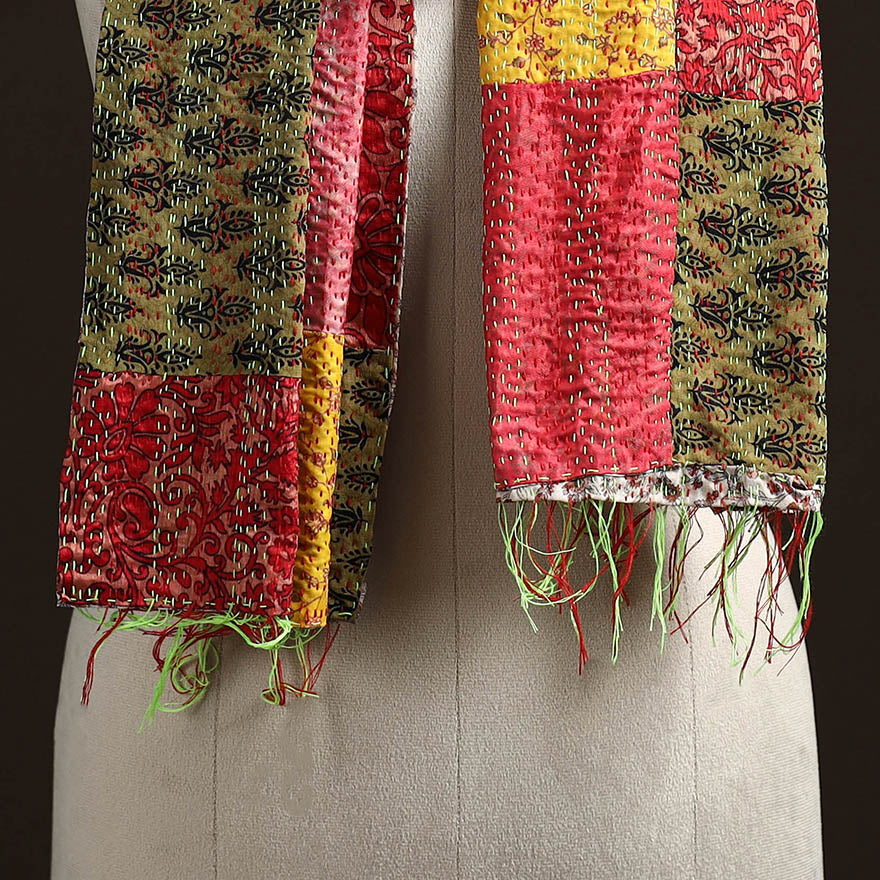 Multicolor - patchwork reversible silk bengal hand kantha