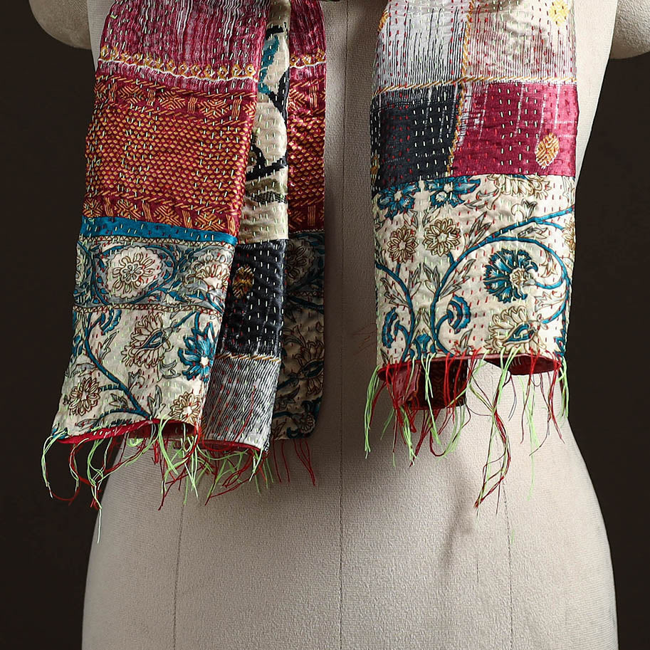Multicolor - patchwork reversible silk bengal hand kantha