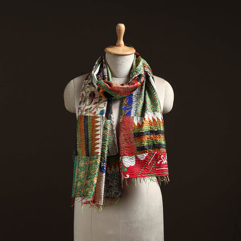 Multicolor - patchwork reversible silk bengal hand kantha