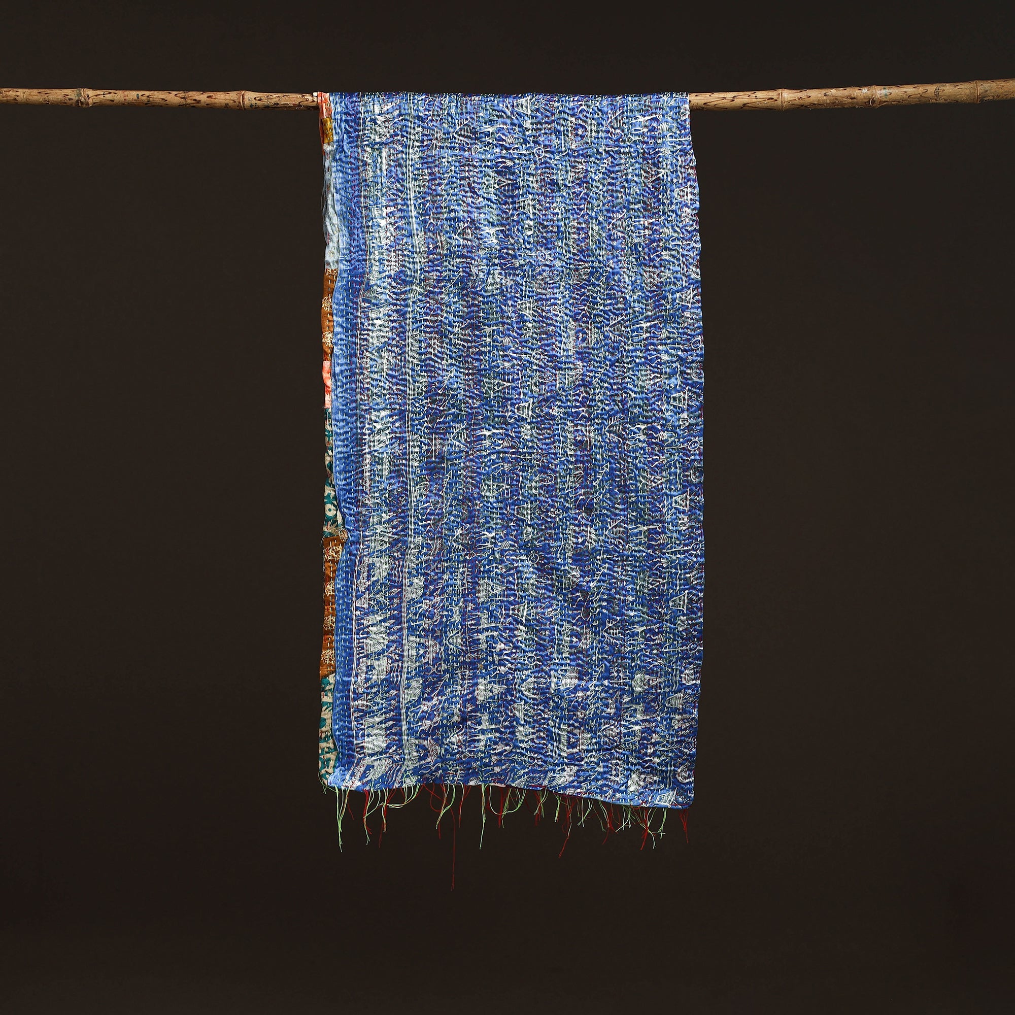 Multicolor - patchwork reversible silk bengal hand kantha