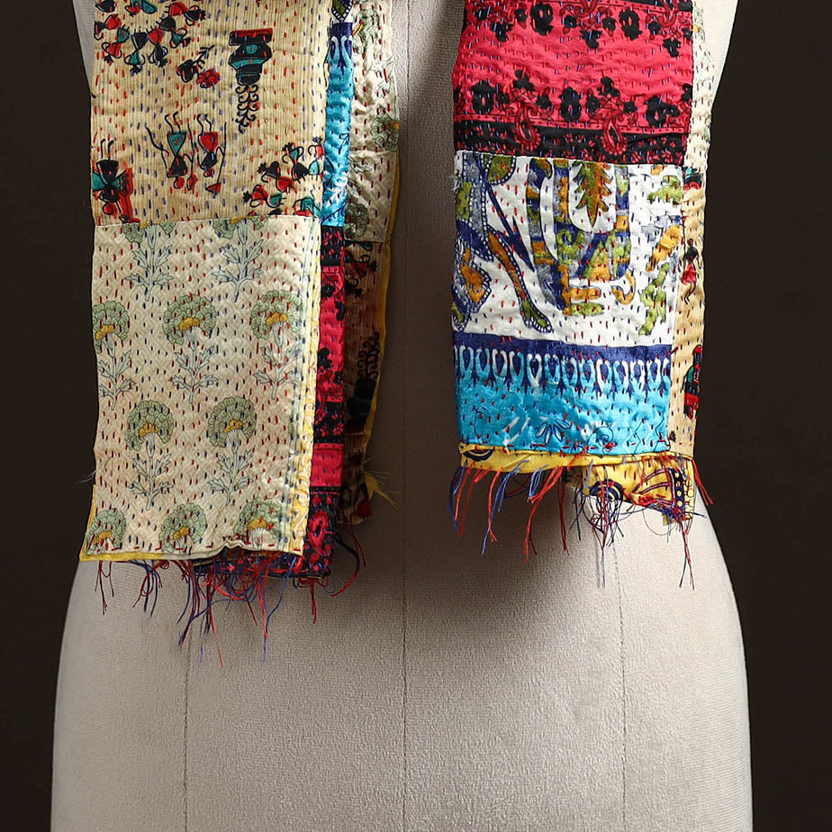 Multicolor - patchwork reversible silk bengal hand kantha