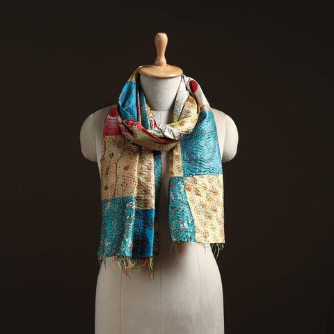 Multicolor - patchwork reversible silk bengal hand kantha