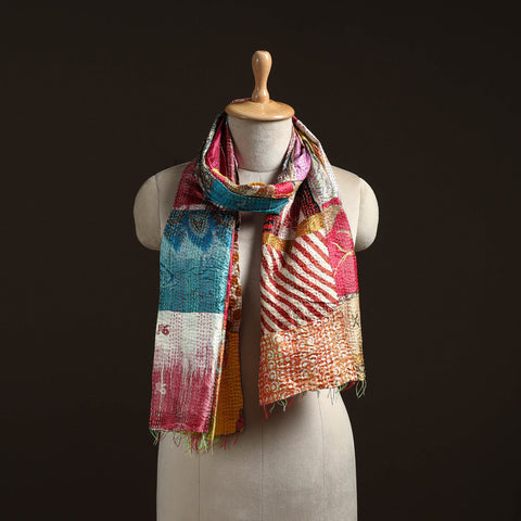 Multicolor - patchwork reversible silk bengal hand kantha
