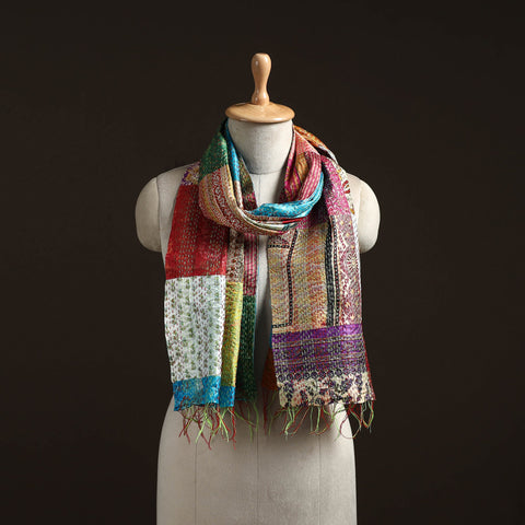 Multicolor - patchwork reversible silk bengal hand kantha