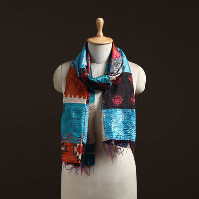 Multicolor - patchwork reversible silk bengal hand kantha