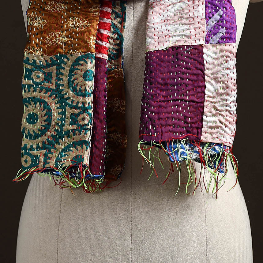 Multicolor - patchwork reversible silk bengal hand kantha