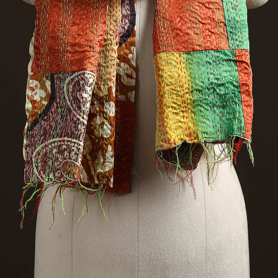 Multicolor - patchwork reversible silk bengal hand kantha